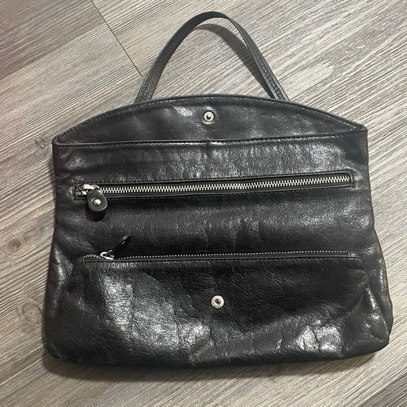 TANO Black Convertible Fold Over Clutch Wristlet Shoulder Bag - Picture 7 of 14